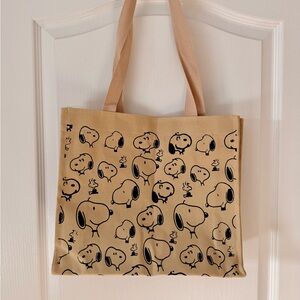 New Snoopy Canvas Tote Bag - Tan